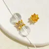 Pulsera de Perlas de Cristal que Conserva el Color Hecha a Mano DIY con Cuentas Incrustadas con Circonita Encaje Recortado Doble Soporte de Flor Tapa de Flor Accesorios
