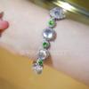 Novo Bracelete de Calcedônia Branca Natural de Alta Qualidade Estilo Chinês com Cravação Completa em Diamante Banhado a Prata para Mulheres