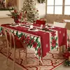 Toalha de Mesa Bico de Papoa de Natal, Toalha de Mesa Vermelha Festiva à Prova de Óleo, Toalha de Mesa Decorativa com Atmosfera de Natal