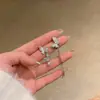 Pendientes de plata de ley 925 con aguja, mariposa, circonita y perla, moda femenina, pendientes de alto sentido, joyería de oído única de nicho, venta al por mayor