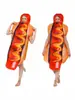Macacão mural de comida com tema de cachorro-quente europeu e americano, tamanho adulto, fantasia engraçada para festa de Halloween, fantasia de esponja, traje de cosplay