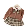 Conjunto de 2 piezas de suéter JK para 5 niños, nuevo estilo Otoño 2023, vestido de princesa para niña, conjunto de dos piezas de moda para niñas, Colección de Otoño