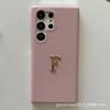 Adecuado para cuero con patrón de lichi simple retro Adecuado para Samsung S8 / Note9 Estuche de teléfono de moda para mujer con letras de hardware