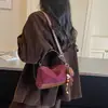 Bolsa de ombro e transversal de camurça de alta qualidade, ultra moderna, estilo coreano, para mulheres, nova moda 2026, versátil, grande capacidade