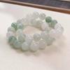 Pulsera de Jade Xinjiang Tianshan Jade Natural Seda Dorada Jade Blanco Cuentas Redondas Pulsera de Jade Flor Flotante Suministro en Vivo Venta al por Mayor