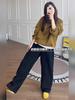 [Algodão penteado macio 300g mais] calça machete casual feminina outono e inverno perna larga preta plus size calça foice banana