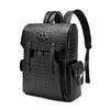 Mochila de Couro Bovino com Estampa de Crocodilo Mochila Casual Masculina Grande Capacidade Bolsa de Viagem Mochila Portátil para o Dia a Dia para Mulheres
