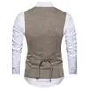 Moda Otoño e Invierno Nueva Retro Lana Doble Botonadura Casual Chaleco Hombre Simple Cuello V Amplio Talla Europea