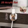 Organizador de Cables de Datos Acrílico 2D con Forma de Gatito Usando una Sudadera Roja, Clip para Cables sin Taladro