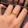 Anillo Abierto Minimalista con Lazo Dorado Cepillado para Mujer, Joyería Sencilla de Lujo Ligero para Dedo Índice