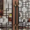 Nova Maçaneta de Porta de Vidro Imitando Jade Estilo Chinês, Maçaneta de Porta de Hotel de Alto Padrão em Bronze Antigo, Maçaneta Grande para Porta de Correr com Moldura