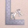 Série de Talheres Colher e Garfo Pingentes de Liga de Prata Antiga Acessórios para Pingente de Pulseira Colar Chaveiro DIY