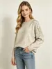 Atacado de fábrica de origem direta transfronteiriça suéter pesado com bordado de lantejoulas para mulheres, outono e inverno, gola redonda, blusa de tricô pulôver solta