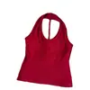 Nuevo top sin mangas sexy de color liso estilo deseo puro con cuello halter sin espalda y almohadilla para el pecho incorporada, cómodo y adelgazante para mujer