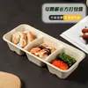 Bento Box Estilo Japonés, Lonchera Desechable con Compartimentos, Comida Ligera, Para Llevar Fruta, Empaque de Pulpa de Caña de Azúcar, Caja Larga con Tapa