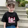 Camiseta Infantil Feminina Tendência Manga Curta 100% Algodão Puro Roupa de Verão Infantil 2026 Novo Estilo Moda Feminina Estampada Meia-Manga t