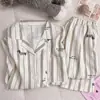 Pijama de Otoño para Mujer Nuevo Estilo Caliente Algodón Nube Cárdigan Solapa Manga Larga Pantalones Largos Conjunto Casual para el Hogar Venta al por Mayor Transfronteriza