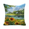 Funda de Almohada Vintage de Girasol de Amazon para Funda de Cojín de Sofá para el Hogar (No incluye inserción) Funda de Almohada Lumbar para Cama de Dormitorio Transfronteriza