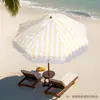 Sombrilla de Playa para Vacaciones en la Costa Sombrilla de Patio Sombrilla Rayada con Borlas Sombrilla Solar Sombrilla de Piscina con Encaje Sombrilla Protectora Solar Sombrilla para Terraza
