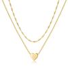 Collar de doble capa con 26 letras y corazón de melocotón de 14 quilates en oro auténtico, superventas en Amazon, cadena de clavícula en capas sencilla y moderna para mujer