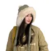 Sombrero de Felpa Estilo Coreano de Invierno para Mujer, Gorro Grueso Cálido de Algodón, Sombrero de Lana Adelgazante, Sombrero de Felpa a Prueba de Frío