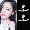 Pendientes de circonita con microincrustaciones de Corea del Sur para mujer, de plata S925, con forma de semicírculo y estrella de cinco puntas, colgantes en la parte posterior, E573