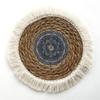 Jogo Americano Redondo Estilo Boho, Trançado com Franjas, Resistente ao Calor, Adequado para Pousada, Porta-Copos de Chá, Jogo Americano Decorativo para Mesa de Jantar com Franjas