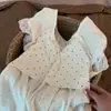 Conjunto de Pijama de Encaje de Lunares Azul Dulce y Pantalones Cortos para Mujer, Ropa de Casa de Verano, Directo de Fábrica