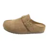 Sandálias Birkenstock de Solado Grosso que Aumentam a Altura, Bico Fechado, Meia-sandálias, Calçados Femininos para Exterior, Novidade Outono 2026, Pedal de Pé, Split Toe Falso, Chinelos Preguiçosos