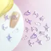 Hielo luminoso a través de cuatro adornos de manicura de nebulosa mans cielo estrellado morado brillante nubes estrellas usar material DIY