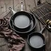 Conjunto de Panela de Ferro Fundido de Três Peças, Frigideira Sem Revestimento, Frigideira Pequena para Ovos, Frigideira Antiaderente Doméstica, Conjunto de Utensílios de Cozinha de Ferro Fundido Tradicional