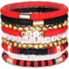 Amazon El más vendido Juego de Pulseras para Día de Partido Set de 9 Piezas para Mujer Elástico con Cuentas Pulsera de Arcilla Suave Set de Decoración Fábrica
