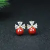 Pendientes Redondos de Cuentas de Cinabrio de Ratón Lindo Pendientes del Zodiaco Pendientes de Arena Dorada Púrpura Arena de Emperador Accesorios Llamativos para Uso Diario