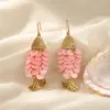 Brincos de Peixe Escama Rosa Dourado Retrô Francês, Luxo Acessível, Exquisitos, Modernos, Criativos, Únicos e Elegantes para Mulheres
