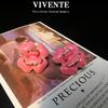 Rosa Francês Flor Grande 3 Camadas Joias Conjunto Vintage Ocidental Antigo Alta Sensação Indústria Pesada Colar Brincos