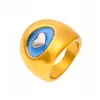 Anillo Exagerado de Corazón de Esmalte Colorido Estilo Minimalista Ins de Cubo de Azúcar para Mujer Acero de Titanio Chapado en Oro Real de 18K Joyería que No se Desvanece