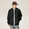 Diseño de Pliegues Estructurados 2025 Chaqueta de Béisbol de Color Sólido de Moda para Hombre Abrigo Piloto Estilo Americano
