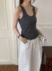 Elegante Colete de Lã Merino, Malha Canelada, Macio e Amigo da Pele, Gola U, Elástico, Camada Base Slim-Fit