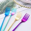 Cross-border Amazon 304 aço inoxidável coreano estilo garfo de titânio chapeado Creative Western Food Long Handle Spoon colher de café sobremesa Spoon garfo