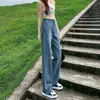 Geração calça jeans reta crianças primavera e outono 2022 novo design retrô calças de senso de design cintura alta soltas calças de perna larga