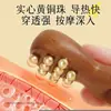 Raspador nasal pequeño de latón con alambre dorado y madera de sándalo verde, herramienta de masaje facial.