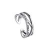 Nuevo anillo cruzado de línea de letras inglesas para mujer, plata tailandesa S925, anillo abierto, joyería de moda simple de alta gama