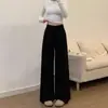 Pantalones de Cuadros Color Café de Pierna Ancha para Mujer, Primavera, Otoño e Invierno 2025 Nuevos de Cintura Alta Sueltos Casuales Adelgazantes con Caída de Pierna Recta
