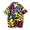 Camisas con Estampado Abstracto Retro de Estilo Navideño Retro Transfronterizo para Hombres y Mujeres de Manga Corta Finas Holgadas Estilo Perezoso Chaquetas Camisa