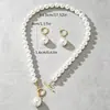 Conjunto de Brincos e Colar Irregulares Barrocos Ovais Florais Estilo Francês - Venda Quente Transfronteiriça Europeia e Americana