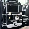Organizador de mesa pequeño para coche Blue Rain, diseño de panda de dibujos animados, bolsa de almacenamiento multifuncional para coche, bolsa de almacenamiento práctica de cuero