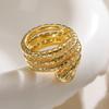 Anillo de estilo hip hop simple con forma de serpiente de oro real chapado en cobre con personalidad de nicho transfronterizo de Australia y Europa antigua para mujer