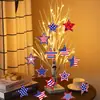 Decoração Cruzada para o Dia da Independência de 4 de Julho Decoração de Estrela Decoração de Estrela Vermelha Azul e Branca Americana Decoração de Dia dos Veteranos