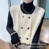 Chaleco de cachemira retorcido de cuello redondo de doble botonadura para mujer otoño e invierno estilo coreano casual para llevar por dentro y por fuera chaleco de punto de lana productos europeos
