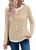 Otoño 2026 Nuevo Amazon Europeo y Americano TK Camiseta Casual de Moda de Manga Larga para Mujer con Cuello Redondo Falso Dos Piezas con Empalme